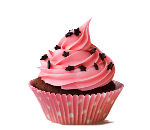 pink cupcake with sprinkles