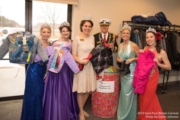 Members of the 2018 Royal Family collecting clothing donations for Neighbors.